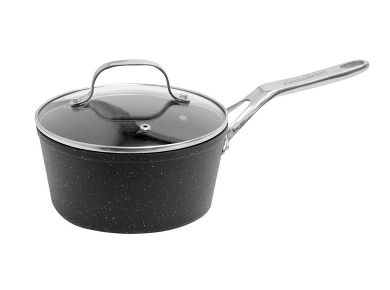 Starfrit The Rock 1.9L (2Qt) Non-Stick Saucepan - Durable Forged Aluminum - Oven Safe - PFOA Free - Easy to Clean - Black